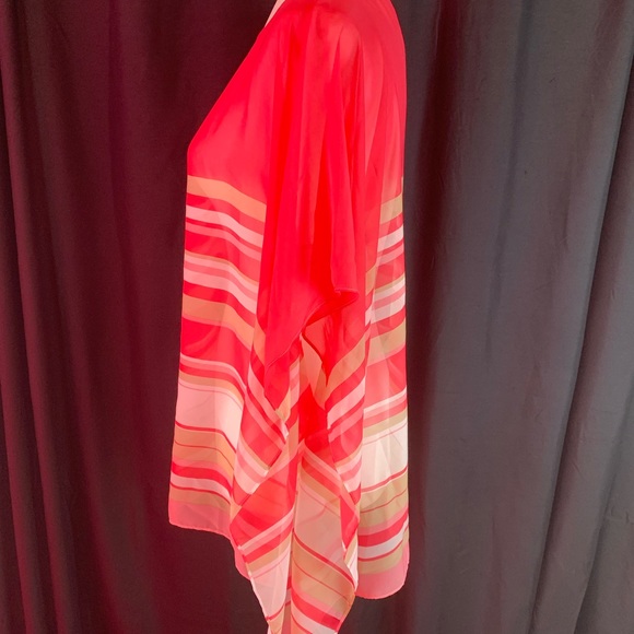 Talbots sheer pink striped poncho blouse with tags size S/M - Picture 2 of 6